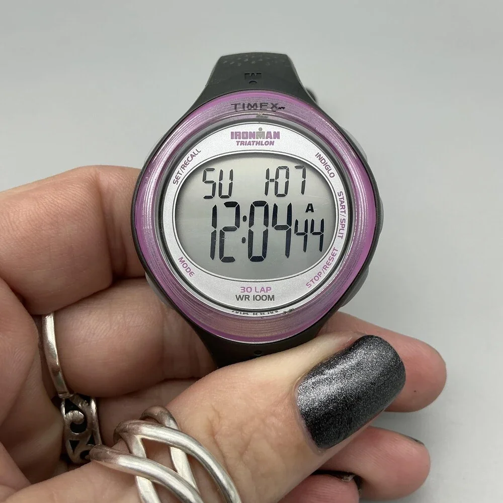Timex Ironman Triathlon T5K600 Womens Watch 38mm Digital Black Pink New Battery